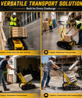 Beast Of A Foldable Electric Stair Climber Dolly For Stairs And Floors, 360 Degree Turn, Heavy Lifting Up To 880 Lbs, Long Life Battery, 850W Motor, Removable 48V Lithium Battery, Fast Charge, Low Energy Consumption carrying boxes on stairs
