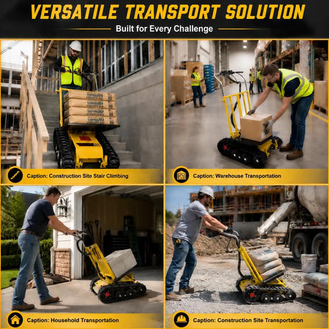Beast Of A Foldable Electric Stair Climber Dolly For Stairs And Floors, 360 Degree Turn, Heavy Lifting Up To 880 Lbs, Long Life Battery, 850W Motor, Removable 48V Lithium Battery, Fast Charge, Low Energy Consumption carrying boxes on stairs