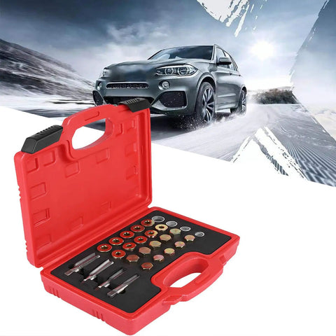 Awesome 64 Pc Oil Pan Thread Repair Kit For M13 M15 M17 M20 Sump Gearbox Drain Plugs With Taps Copper Washers Hardened Steel Durability Fix Stripped Threads Easy Install Fast Action in red case