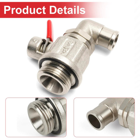 Oil Drain Valve With Removable L Shape Hose End For 27mm 2.0 Thread Stainless Steel Heavy Duty Oil Change Fitting For Trucks Trailers And Buses