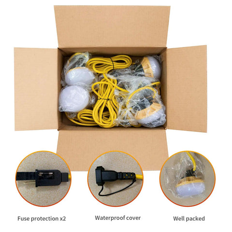 Boxed 50ft LED Construction String Lights With 5 Heads 10W Per Lamp 5000lm Outdoor Work Light Portable Extendable String Light