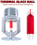 6 Pack Heavy Duty Fire Sprinkler Heads Pendent 3/4 Inch NPT Copper Chrome Finish 155F 68C Bulb K80 Automatic Activation showing thermal glass ball.