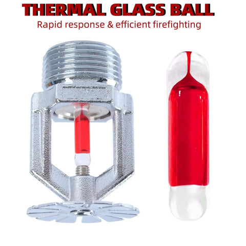 6 Pack Heavy Duty Fire Sprinkler Heads Pendent 3/4 Inch NPT Copper Chrome Finish 155F 68C Bulb K80 Automatic Activation showing thermal glass ball.