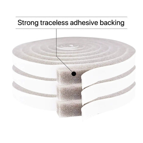 Kick Out Drafts With Premium Heavy Duty Foam Weather Stripping Tape Adhesive Door And Window Seal Half Inch Thick PU Compression Sponge Roll showing three rolls with strong adhesive backing.