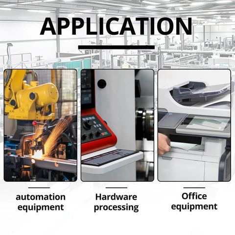 Application uses for Push Pull Solenoid 35mm Stroke DC 24V Linear Actuator in automation, hardware processing, and office equipment.