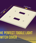 Illustration of Toggle Light Switch Wall Plate With Gloss Finish, 2-Gang, 4.50 By 4.57 Inches, in light almond color