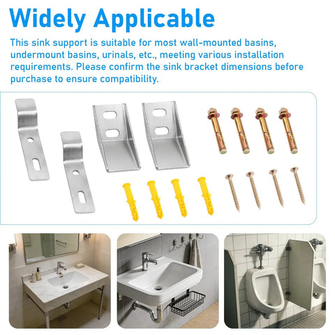 Rock Solid Urinal Sink Wall Mount Bracket Kit With Heavy Duty Support And Complete Hardware Screws For No Sweat DIY Plumbing Install And Fast Cleanup