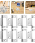 Heavy Duty Kitchen Cabinet Door Hinges Set, 10 Pcs, 304 Stainless Steel Quiet Wardrobe Hinges, displayed on a wooden and workshop table