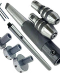 Presize Mt2 Lathe Tailstock Tap And Die Holder Kit featuring Eight Piece Threading Set With Precision Morse Taper Shank For Pro Machinists Working On Metal Projects In Professional Shops, MT2 set
