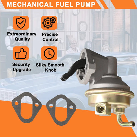 Mechanical Fuel Pump Replacement For GM Small Block 350 327 383 400 Engines Swap In For Chevrolet GMC Buick Cars And Trucks Fits Blazer C10 Suburban El Camino Impala And More with gaskets displayed