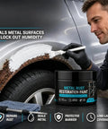Auto Body Rust Repair Paste Kick Rust To The Curb Heavy Duty Metal Restoration Putty For Wheel Wells And Door Edges Black Protective Coating DIY fix kit shown in use.