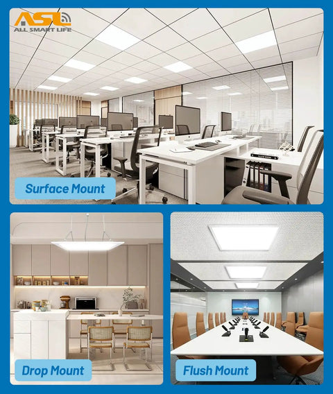 Heavy Duty 2X2 LED Ceiling Panel 8 Pack Drop Grid Ready Troffer Light Featuring Smooth Triac Dimming 40 Watt Output With Adjustable Color Temperature Switches For Fast Room Refreshes Safe ETL Certified