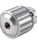 Killer Keyed Drill Chuck For Power Tools, heavy duty metal body with tightening key, 1/2 20 unf mount thread detail view.