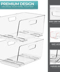Stackable Open Front Storage Bins For Kitchen And Pantry Organization Clear Pantry Organizer Bins Medium Set Of Four Easy Grab Bins For Fridge Cabinets And Shelves