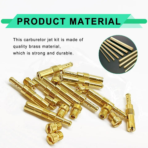 Carburetor Jet Kit 20 Piece Brass Main And Slow Pilot Jet Set For Scooters ATVs Karts And GY6 Engines 125cc 150cc 200cc 250cc