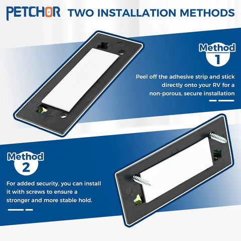 2 Pack RV Bubble Level Kit With Sticky Mount showing adhesive and screw installation options