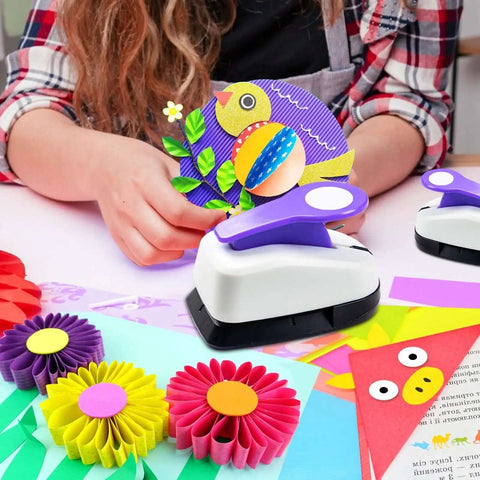 Dope Circle Hole Punch Kit For Scrapbooking And Card Making With Five Circle Sizes used in colorful DIY flower and bird crafts