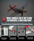 4 Channel RC Plane With 6 Axis Gyro steps for troubleshooting malfunctions with P51D Mustang style, visible in flight mode.