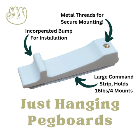 Pegboard Wall Mounting Hardware Kit With Command Strips No Wall Holes Needed Compatible With SKADIS Pegboards Matte White Finish