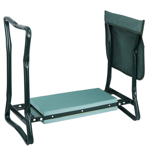 Portable Garden Kneeler And Seat With Thick EVA Foam Pad, Foldable Gardening Stool Bench With Tool Pouches, Heavy Duty Steel Frame Supports Up To 330 Lbs, Green