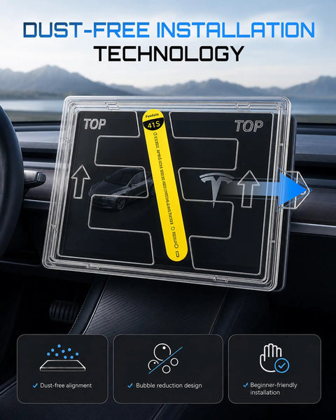 Top Shelf Matte Tempered Glass Screen Protector For 15.6 Inch Dashboard Display Tailored Fit For 2017 To 2023 Tesla Model 3 And Modern Model Y Anti Glare Clean Setup Ride Shield installation guide on dashboard