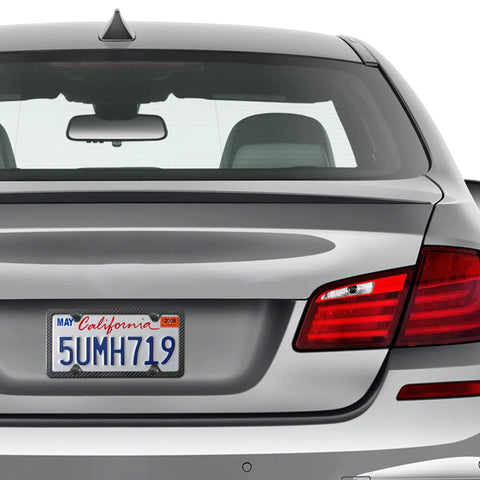 Car rear with Carbon Fiber License Plate Frame Real Carbon Fiber Cloth Wrapped Holder Slim Black Stainless Steel Car Tag Cover