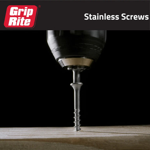 Kick Butt 305 Stainless Steel Star Bugle Head Deck Screws Built For Cedar Siding And Composite Decks 10 Gauge By 3 Inch Length Fasteners in action, drilling into wood.