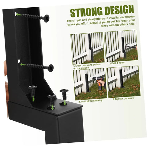 Heavy Duty Fence Post Repair Kit With Weather Resistant Metal Stakes For Ground Easy Install For Composite Fence Posts