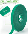 Six Roll Green Plant Tape Set For Garden Support, 0.47 Inch Wide 33 Feet Per Roll, Close-up of Tape Texture and Measurement