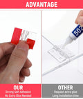 Dope Self Adhesive Clear Acrylic Hinges Pack of 16 showing strong adhesive versus glue application
