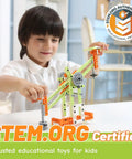 Child assembling crane with 14 In 1 STEM Building Kit For Kids Ages 8 To 12 With 218 Pieces And Motor Electric Educational Construction Science Toys For Learning DIY Projects Awesome Gift For Christmas Or Birthday