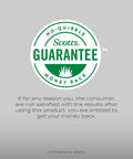 Scotts guarantee logo for Quick Fix Grass Seed Mix Rapidly Patches Up Bare Lawn Sections Within Four To Seven Days 99 Percent Weed Free.