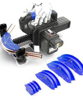 Hiedmeil Electric Copper Pipe Bender Rechargeable Tube Bending Tool For HVAC R22 Refrigeration Lines with bending formers and copper pipe.