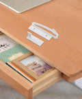 Five Sets Invisible Childproof Cabinet Locks No Tools Needed Strong Adhesive Drawer Locks on wooden desk with drawer open