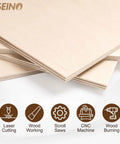 XSEINO basswood sheets, 12x12 in, 1/8 in thick, unfinished square plywood for laser cutting and crafts
