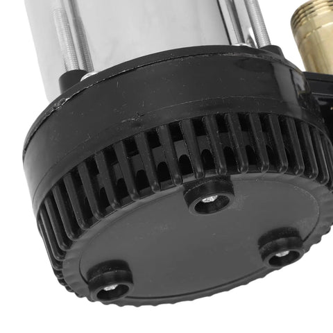 Heavy Duty Stainless Steel Submersible Sump Pump With 300W Motor And 4 Cubic Meter Hour Flow bottom view with black plastic base.