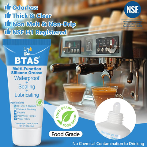 Food Grade Silicone Grease For Faucets And O Rings Valve Rubber Seals Pool Pump Lube Safe On Plastics And Rubber 1 Oz tube near coffee machine