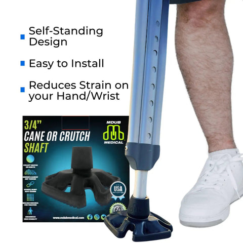 Hella Grip Rock Solid All Terrain Cane And Crutch Tips For 1 Inch Shafts Non Slip Rubber Bottoms Shock Absorbing Traction For Sand Snow Dirt Rain With Heavy Duty 2 Pack Black on a cane.