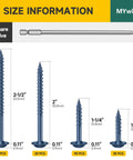 DIY Friendly Pocket Hole Screws Kit 190 Pieces Size Eight Wood Screws Assortment With 1 Inch 1.25 Inch 2 Inch 2.5 Inch Self Tapping