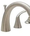 Two-Handle Deck-Mount Roman Tub Faucet With Hand Shower Satin Nickel 9-Inch Solid Brass Spout Ceramic Disc Cartridges 59-Inch Hose