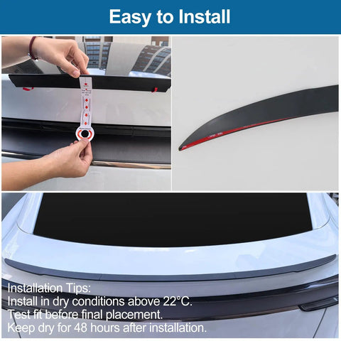 Precision Fit No Drill Rear Trunk Spoiler For Tesla Model Y Juniper 2025 2026 Upgrade With Carbon Fiber Tail Wing installation guide.
