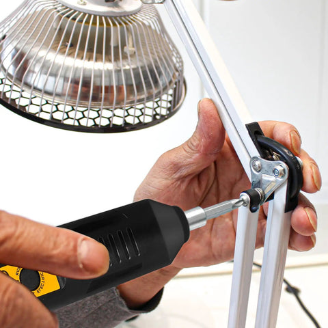 Using Cordless Screwdriver Rechargeable Compact Electric Screwdriver With Type-C Charging to fix lamp hinge