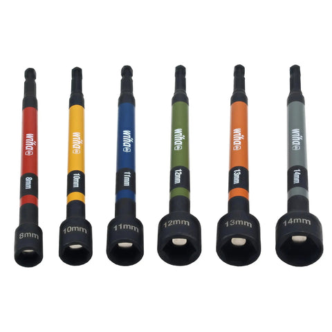 Magnetic Nut Setter Set Six Piece Metric Color Coded For Quick Size Identification On A One Quarter Inch Hex Drive