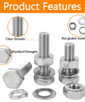 Heavy Duty 248Pcs Metric Bolt Set In 304 Stainless Steel M6 M8 M10 Nuts And Bolts Kit with washers and hex head screws layout