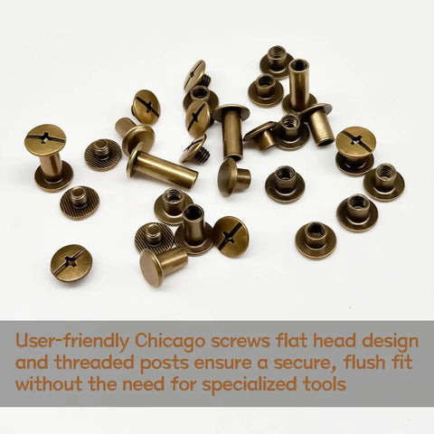 115 Piece Chicago Screws Leather Rivet Kit With M5x4 M5x5 M5x6 M5x8 M5x10 M5x12 M5x15 And M4x3 M4x4 M4x5 Bronze Brass Rivets