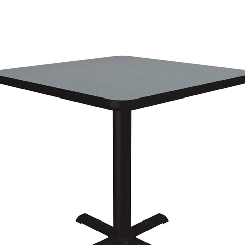 Gray Granite Square Cafe Table With Black Cast Iron Base And Top Spider 24 Inch High Pressure Laminate Top With Backer Leveling Nylon Guides Ideal Break Room Or Pub Height Setup