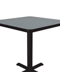 Gray Granite 30 Inch Square Cafe Table With Black Cast Iron Base And Spider, 1 1/4 Inch Thick High Pressure Laminate Top
