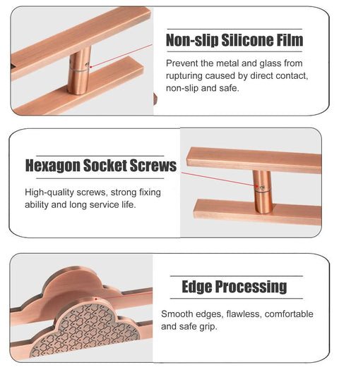 Heavy Duty Push Pull Door Handle For Glass Wood Metal Doors Retro Aluminum Sliding Barn Style Pull Double Side Mount Built To Last Red Copper Finish