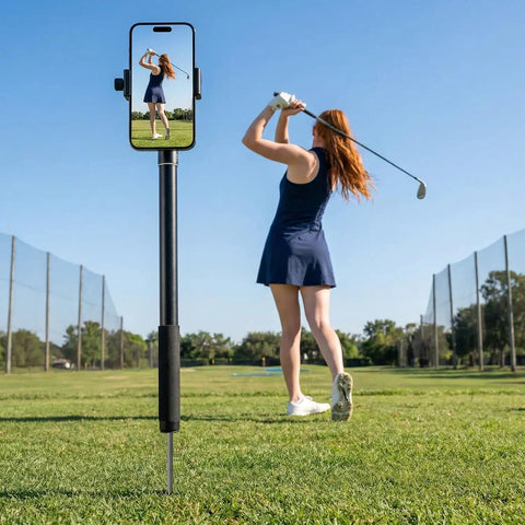 Golf Recording Stick Tripod Monopod With 360 Degree Rotation Extendable From 17.7 To 46 Inches capturing golfer's swing on course