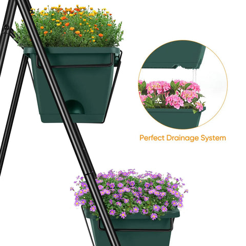 3 Tier Vertical Raised Garden Bed Standing Planter Box For Vegetables Herbs And Flowers Indoor Outdoor, focus on drainage system